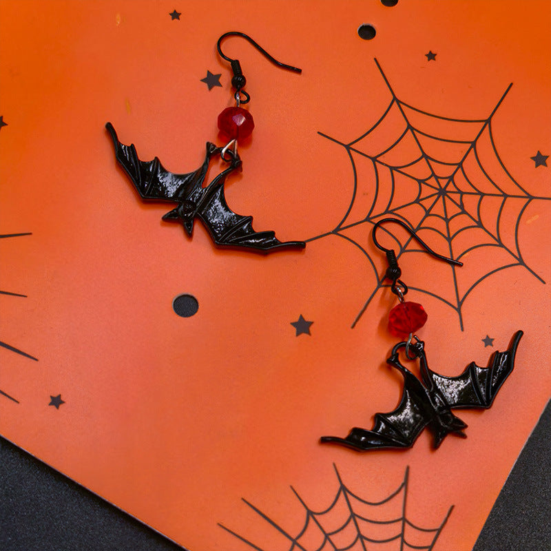 Wholesale Retro Creative Gothic Bat Pendant Earrings
