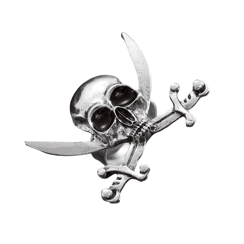 Wholesale Ancient Silver Gothic Skull Ring  Pirate Unisex Ring Fashion Jewelry Accessory