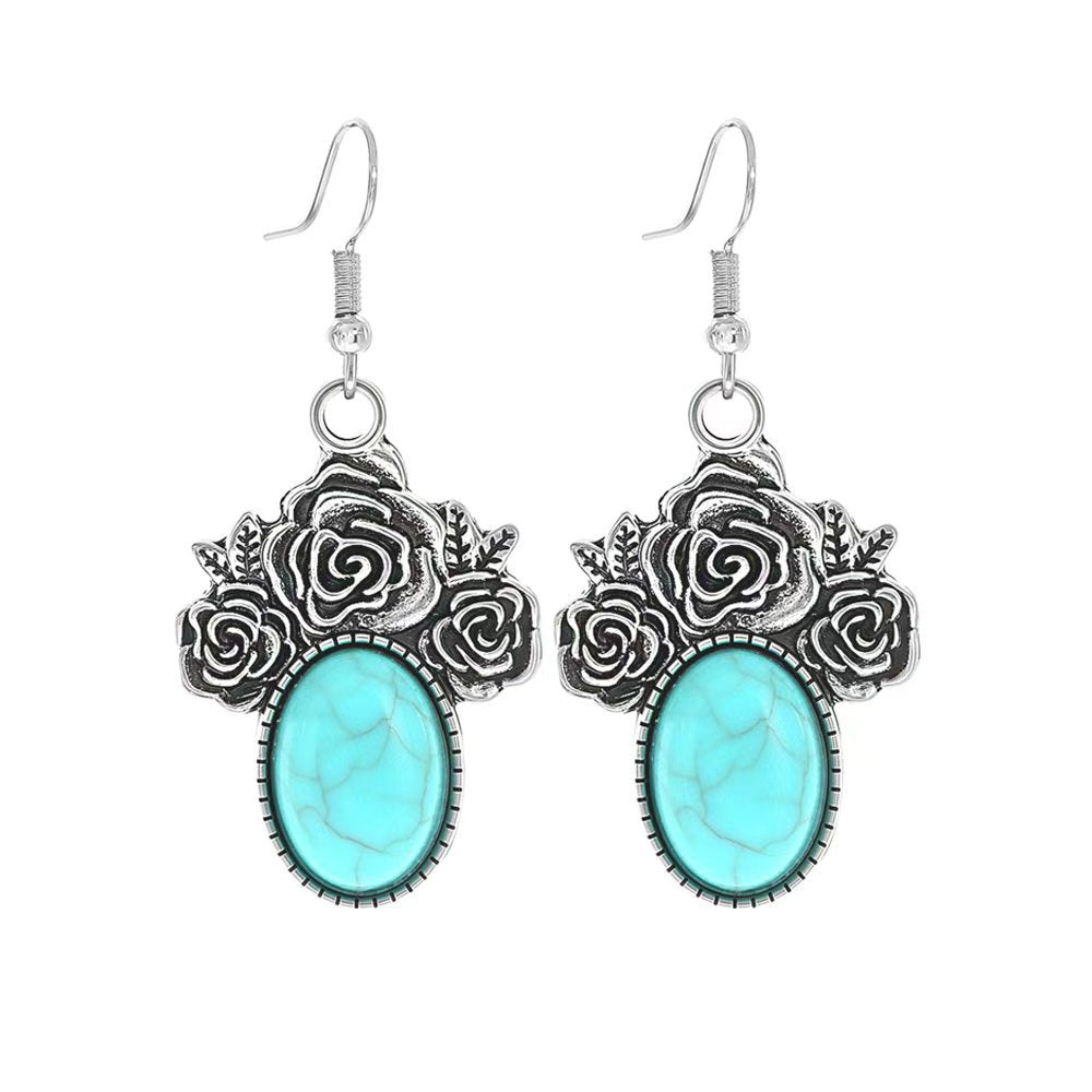Wholesale Ethnic Style Geometric Acrylic Turquoise Earrings for Women Fashion Jewelry