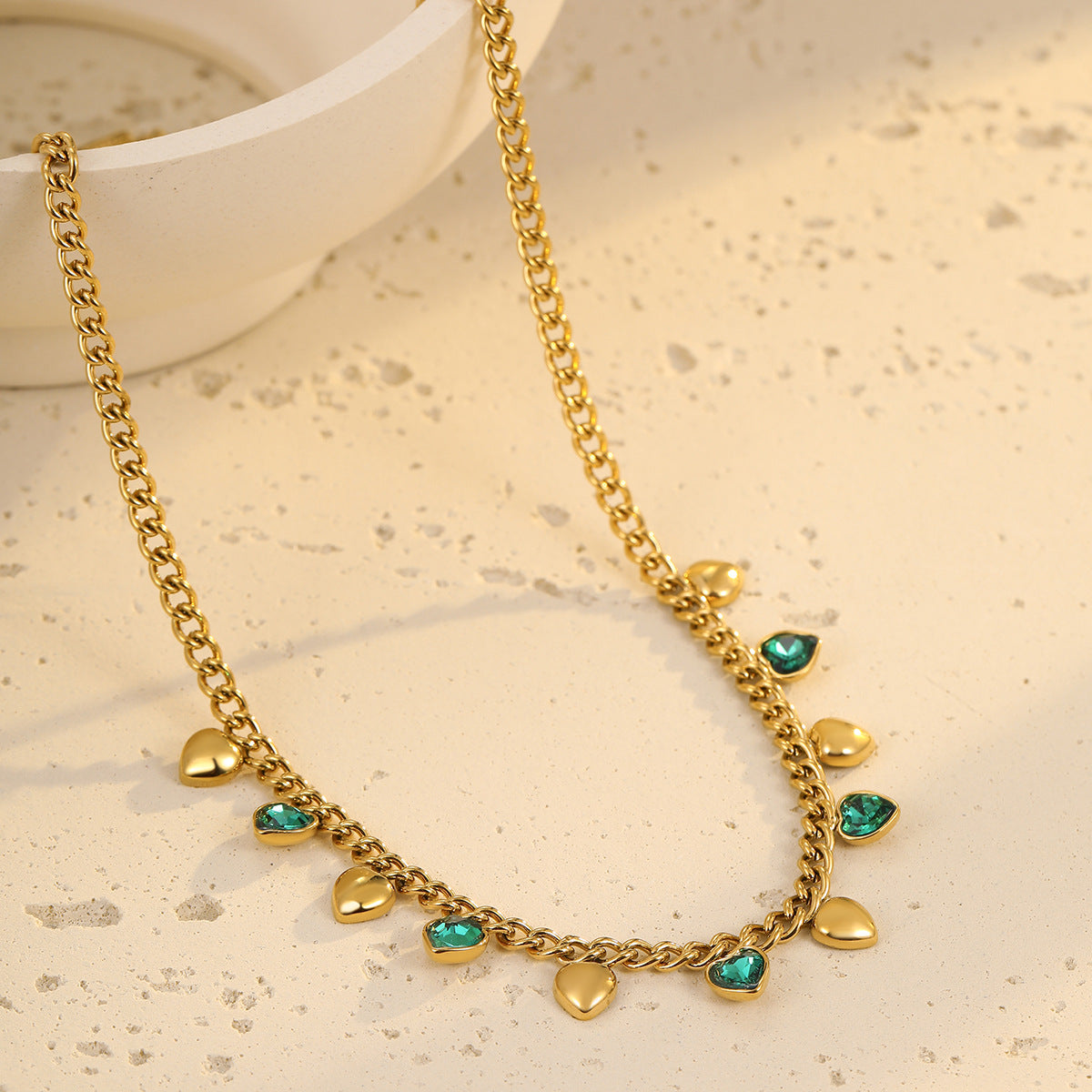 Wholesale  Stainless Steel Color Rhinestone Tassel Necklace