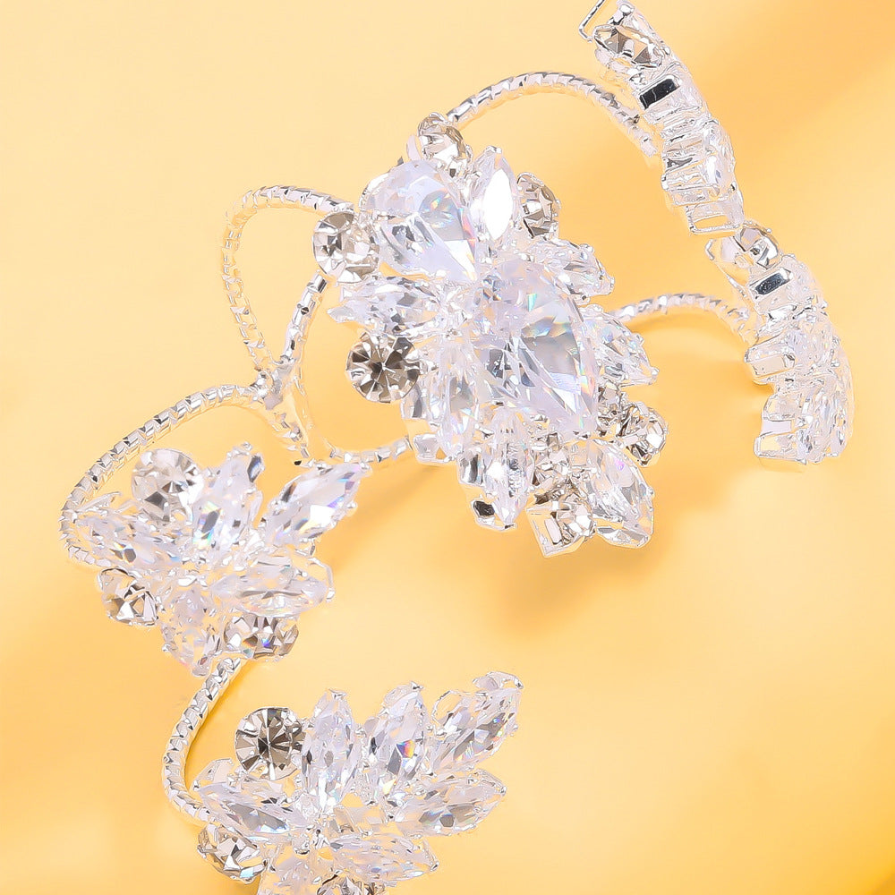 Wholesale  Leaf Ring  Light Luxury Zircon Open Ring