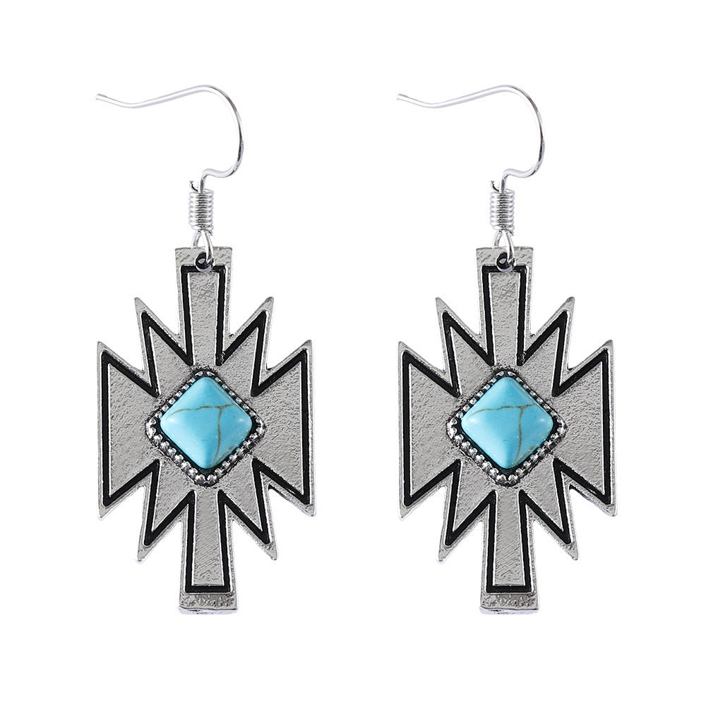 Wholesale  Ethnic Style Diamond Inlaid Turquoise Earrings Necklace