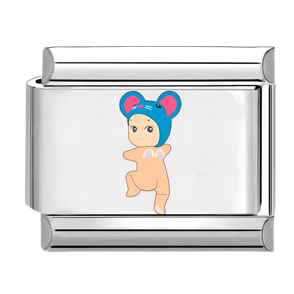 Wholesale 10pcs Italian Charm Bracelet 9mm DIY Splicing Cartoon Cute Sunshine Angel Stainless Steel Composable Bracelet