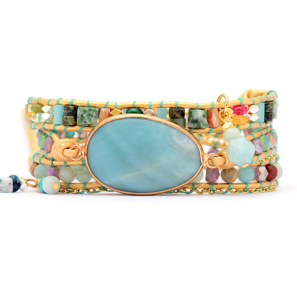 Wholesale Natural Stone Handmade Braided Leather Bracelets ACC-BT-LZ011