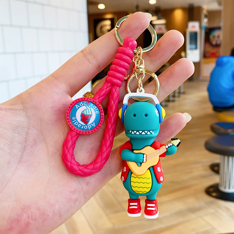 Wholesale Cartoon DJ Little Dinosaur Doll PVC Keychain Cute Keychain ACC-KC-ErLu010