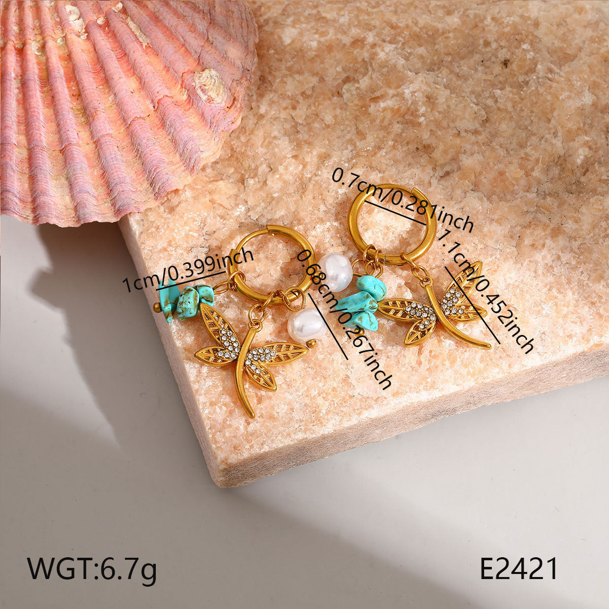 Wholesale Stainless Steel Vintage Gold-Tone Ocean Series Double Dolphin Earrings Women Fashion Jewelry Accessory