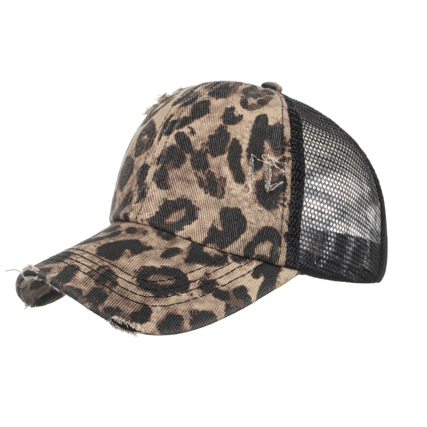 Wholesale Cotton Leopard Print Ponytail Baseball Cap For Women Casual Summer