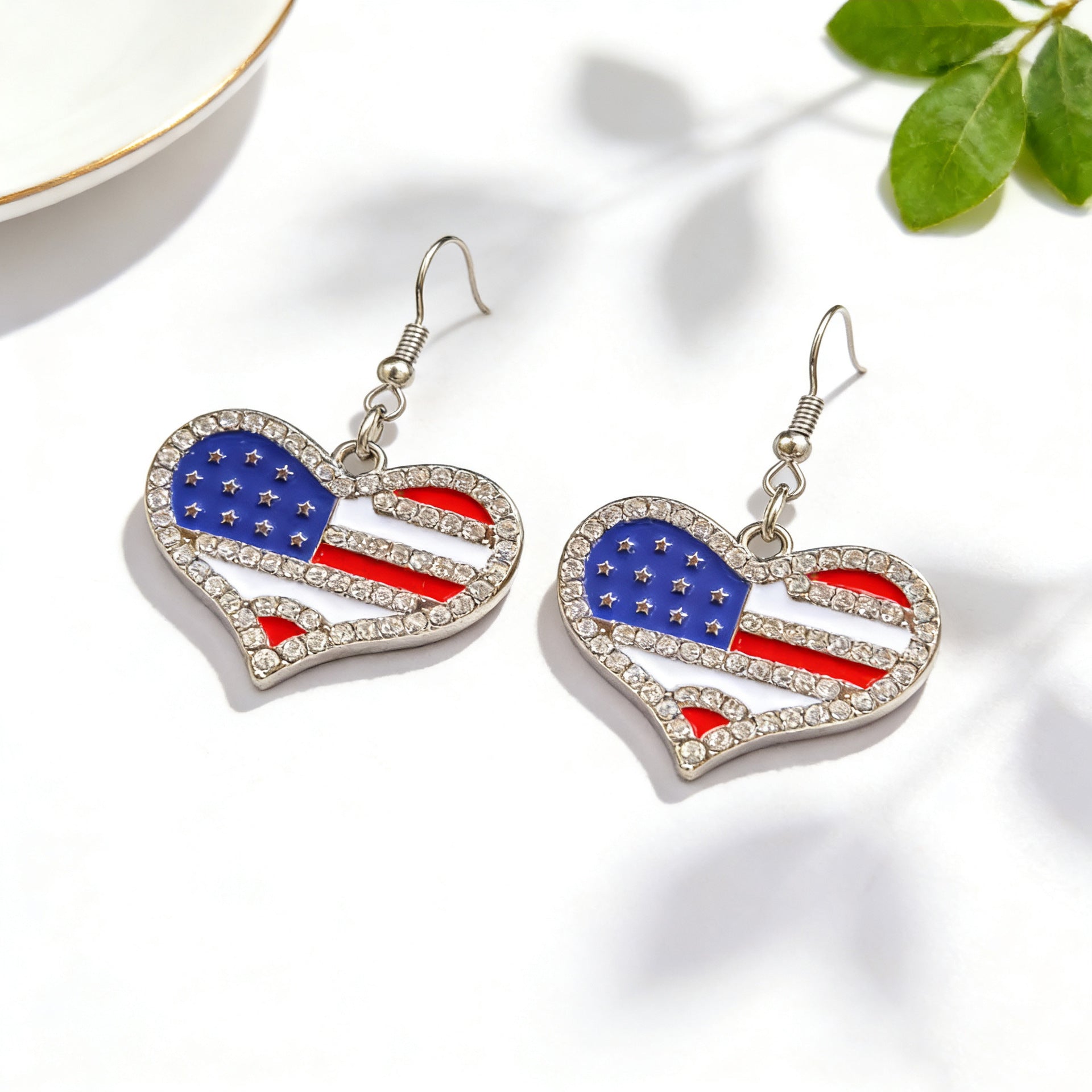 Wholesale American Independence Day Alloy Earrings with Diamond