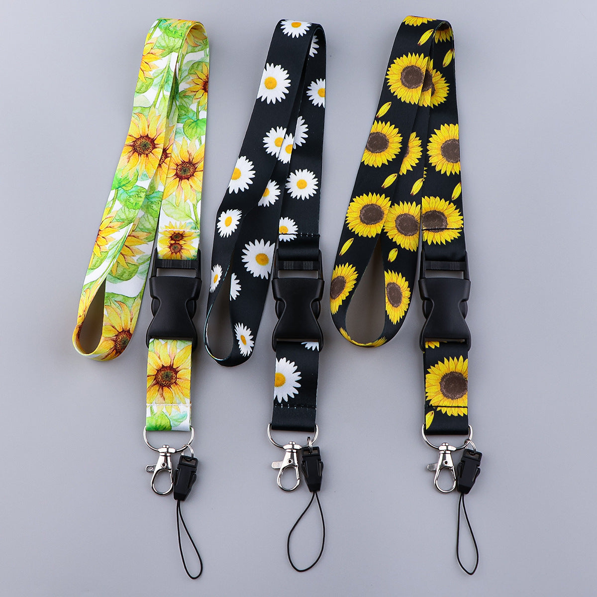 Wholesale 10pcs Daisy Sunflower Mobile Phone Webbing Lanyard Keychains ACC-KC-QTQS015