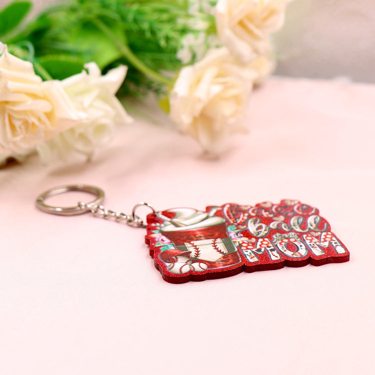 Wholesale MOM Mother's Day Baseball Ice Cream Acrylic Keychain ACC-KC-XiaoYan011