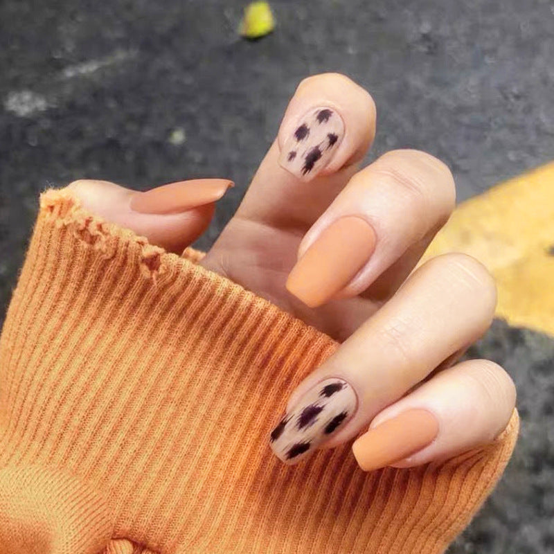 Wholesale Press on Nails Kits Frosted Cow Print Short Plastic Nail Art ACC-NS-MeiSu023