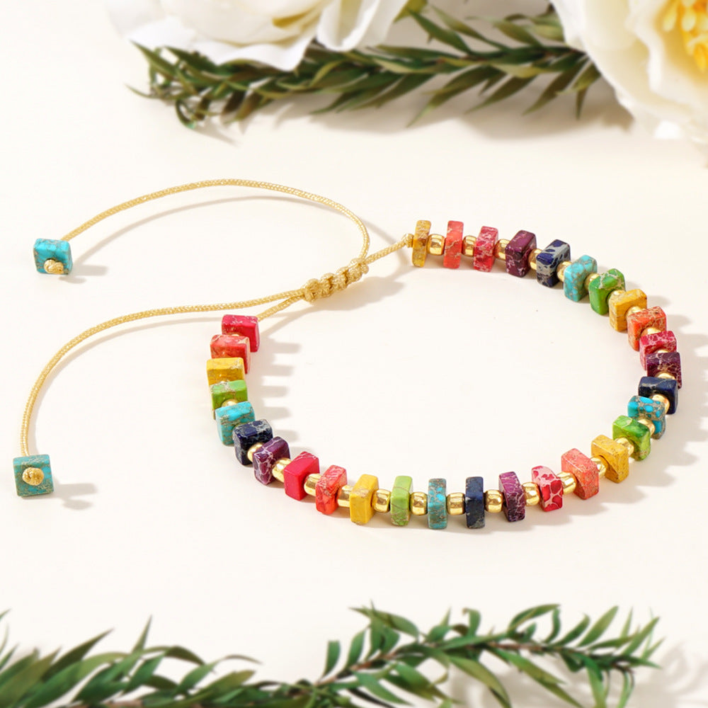 Wholesale Retro Gold Beads Color Emperor Stone  Bracelet