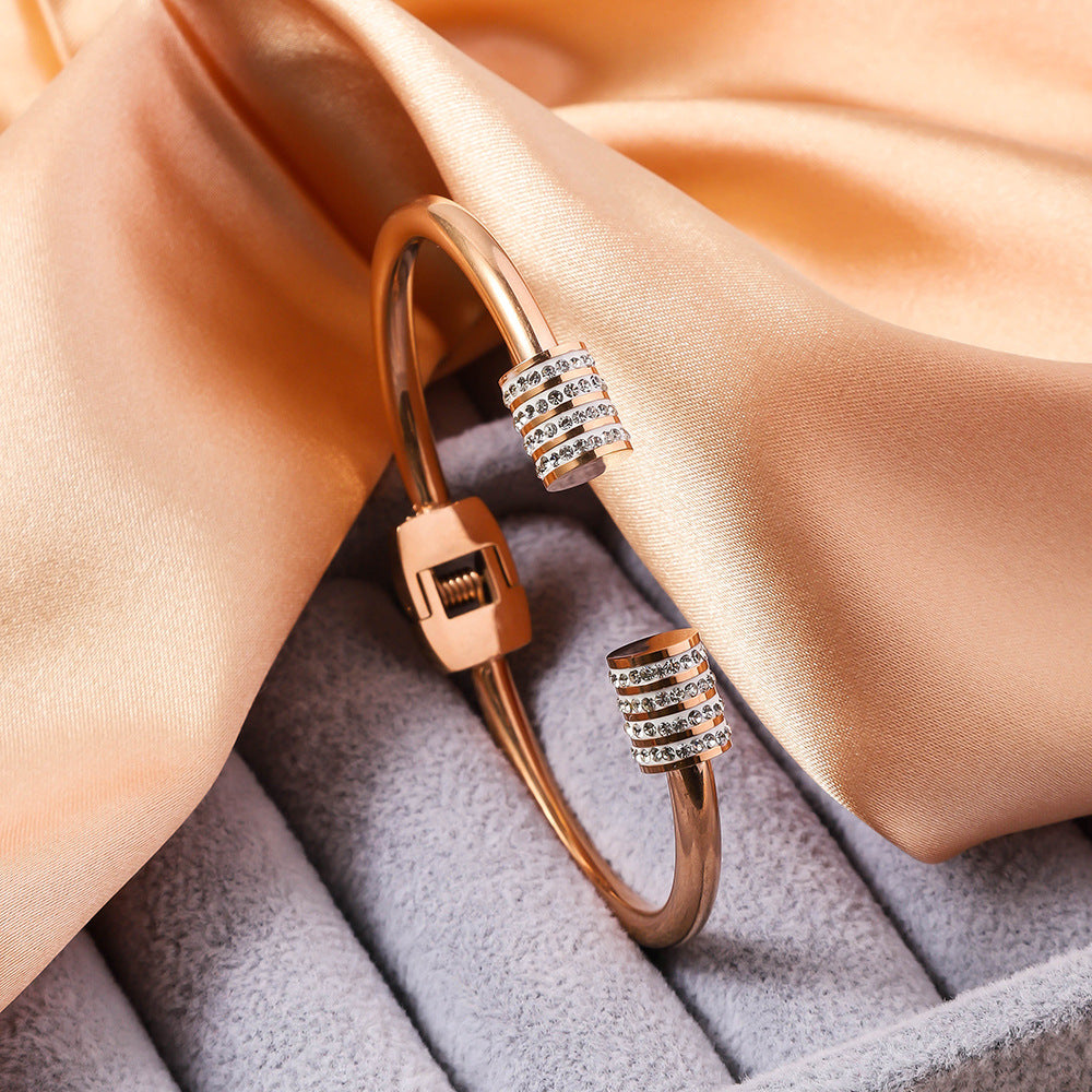 Wholesale Titanium Steel Round Full Diamond Bracelet ACC-BT-Ruif011