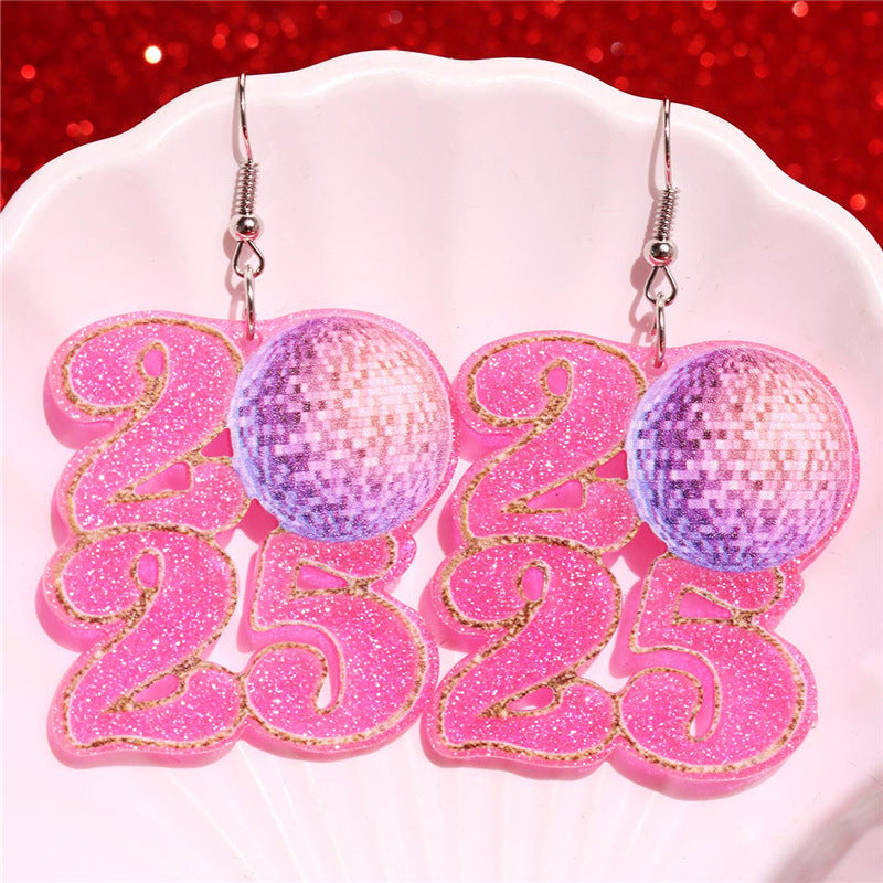 Wholesale 2025 Digital Earrings Acrylic Star Earrings