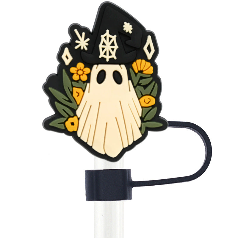 Wholesale Random 100pcs Halloween 10mm PVC Soft Straw Tube Cap ACC-SCR-RYY085