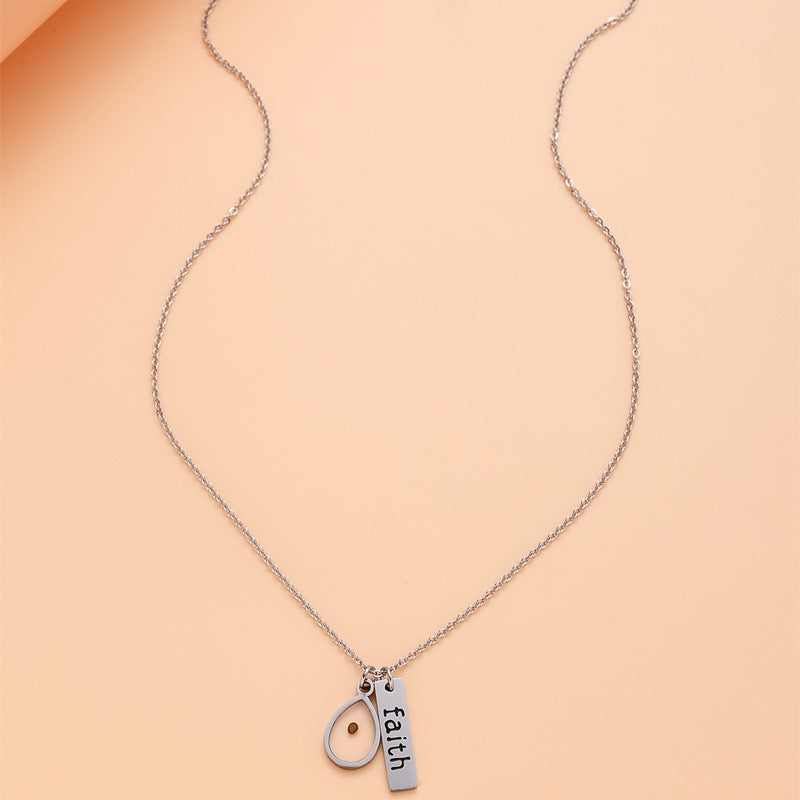 Wholesale Simple Faith Drop Shape Mustard Seed Stainless Steel Necklace ACC-NE-MS018