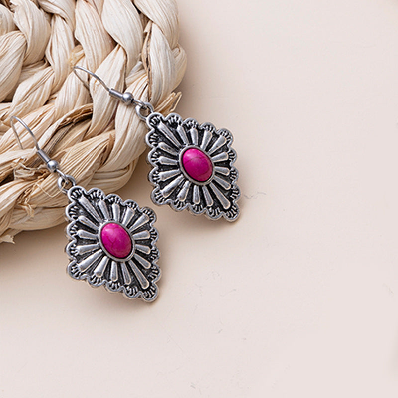 Wholesale Turquoise Flower Vintage Bohemian Earrings