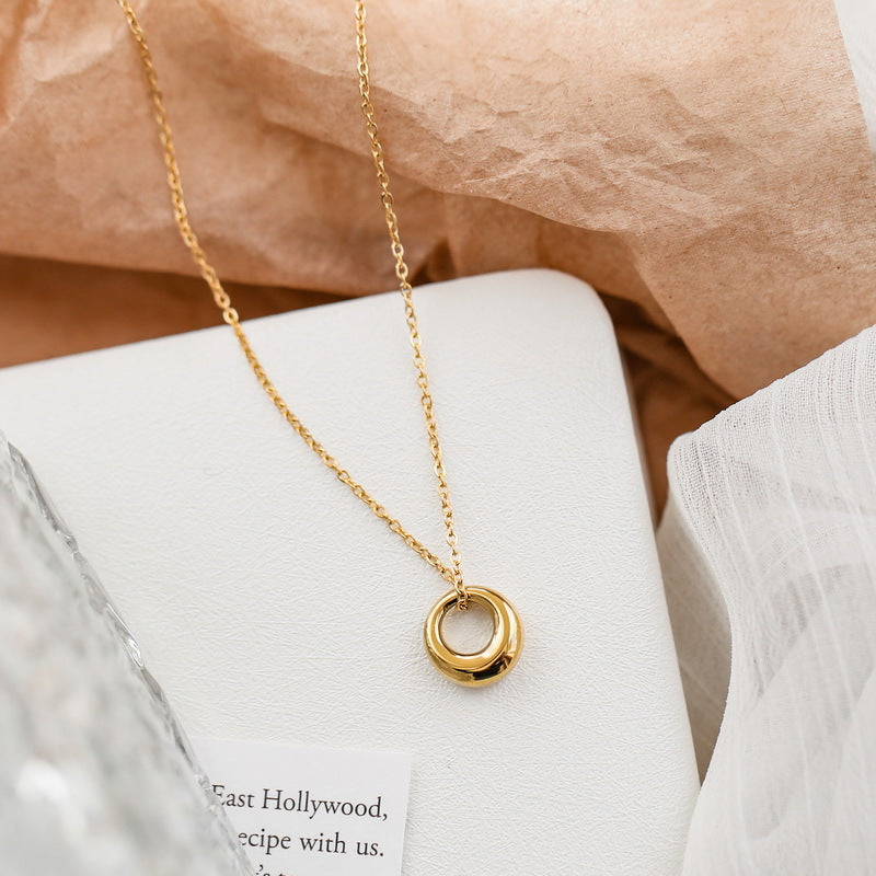 Wholesale Titanium Steel No fading gentle temperament small ring necklace