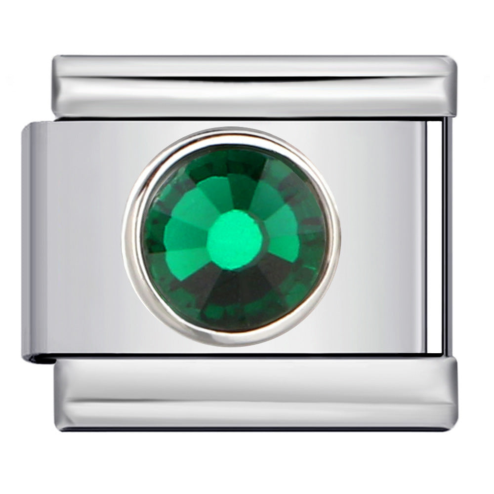 Wholesale Italian Charm Bracelet 9mm DIY Splicing Removable Circle Colored Stone Stainless Steel Composable Bracelet