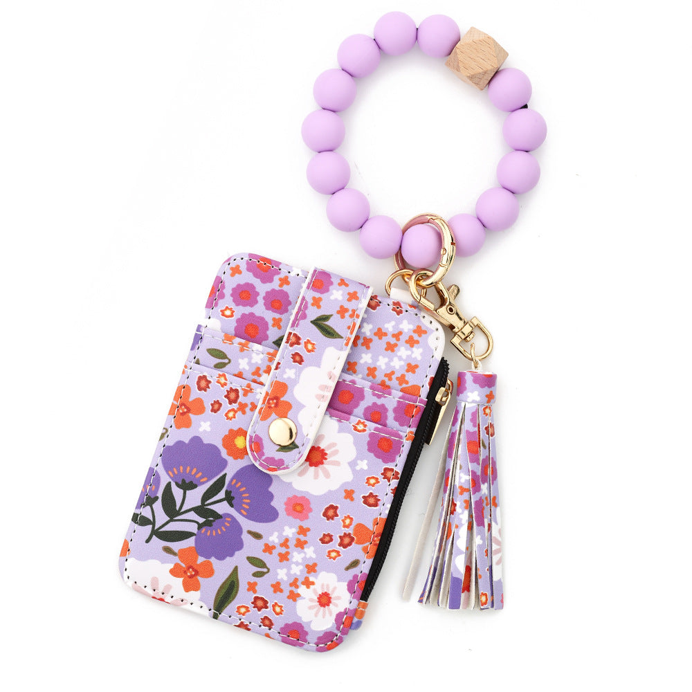 Wholesale Silicone Handstring Floral Folded  Wristlet Keychain
