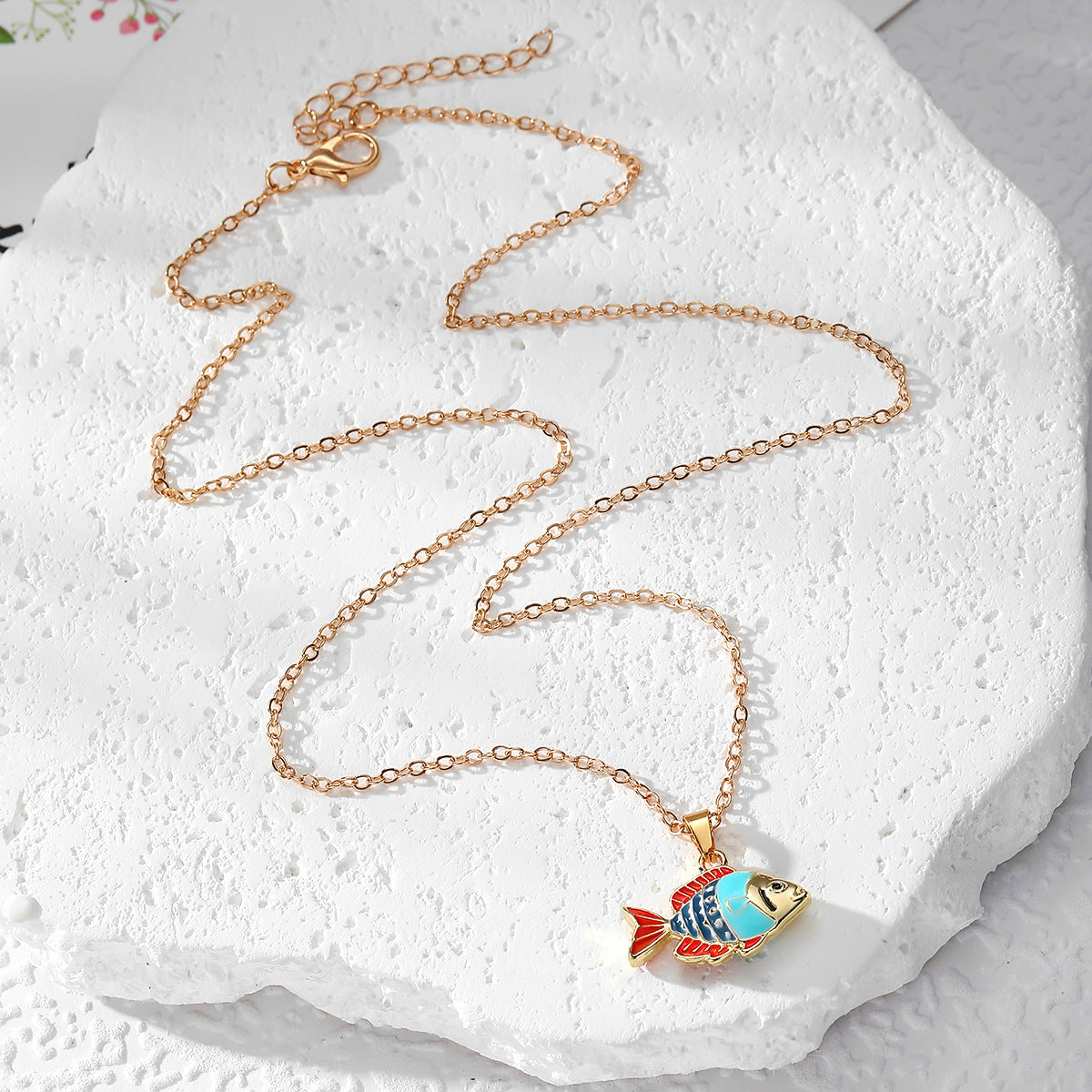 Wholesale Trendy 3D Cartoon Ocean Animal Alloy Dripping Oil Pendant Necklace Jewelry Accessory For Gift
