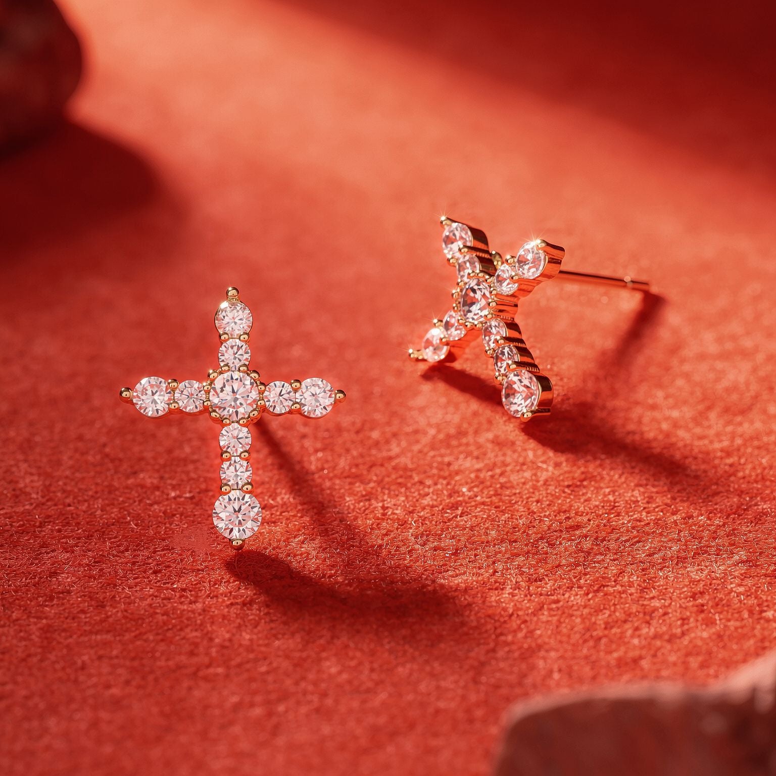 Wholesale Stylish Cross Zircon Earrings Copper Alloy Jewelry Accessory