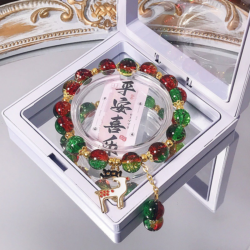 Wholesale Christmas Santa Tree Glass Bead Bracelet Handmade Unisex Jewelry Gift