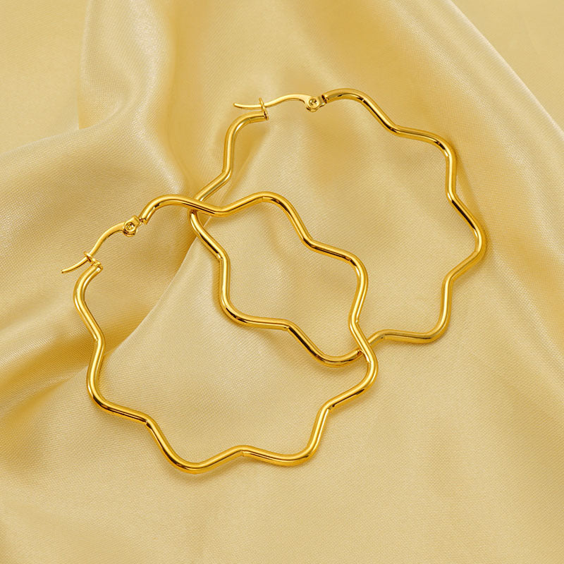 Wholesale  Stainless Steel Plated 18K Gold Simple  Earrings