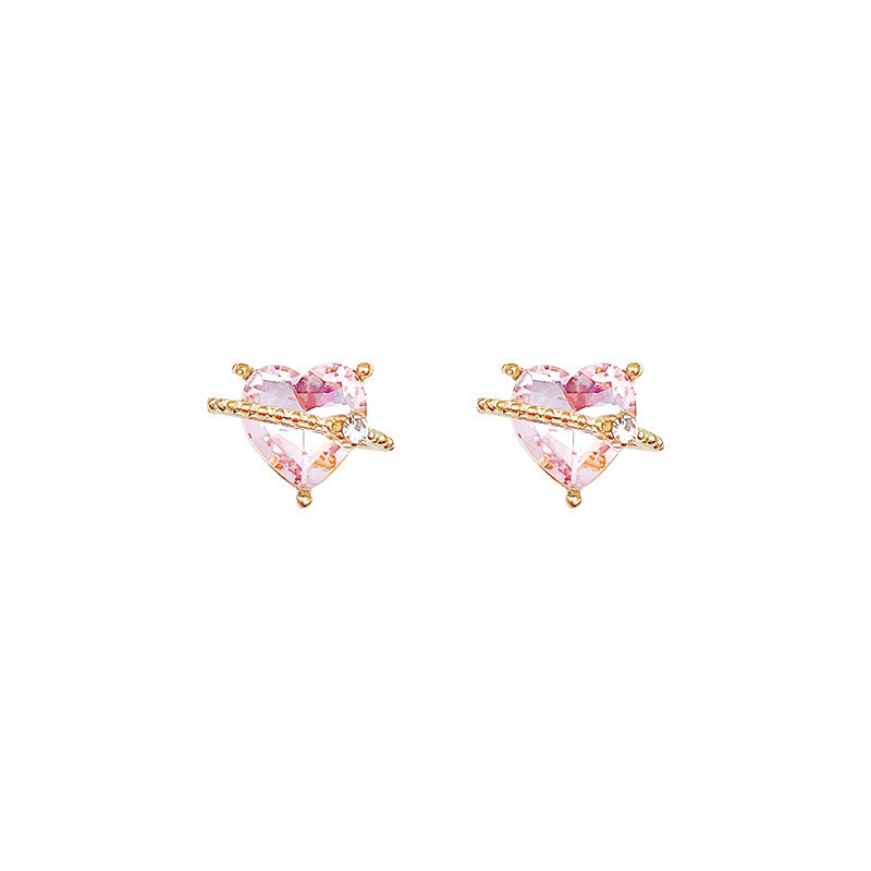 Wholesale alloy pink zircon earrings