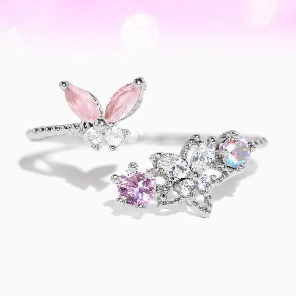 Wholesale  Zircon Moon Star Butterfly Heart-Shaped Opening Adjustable Ring