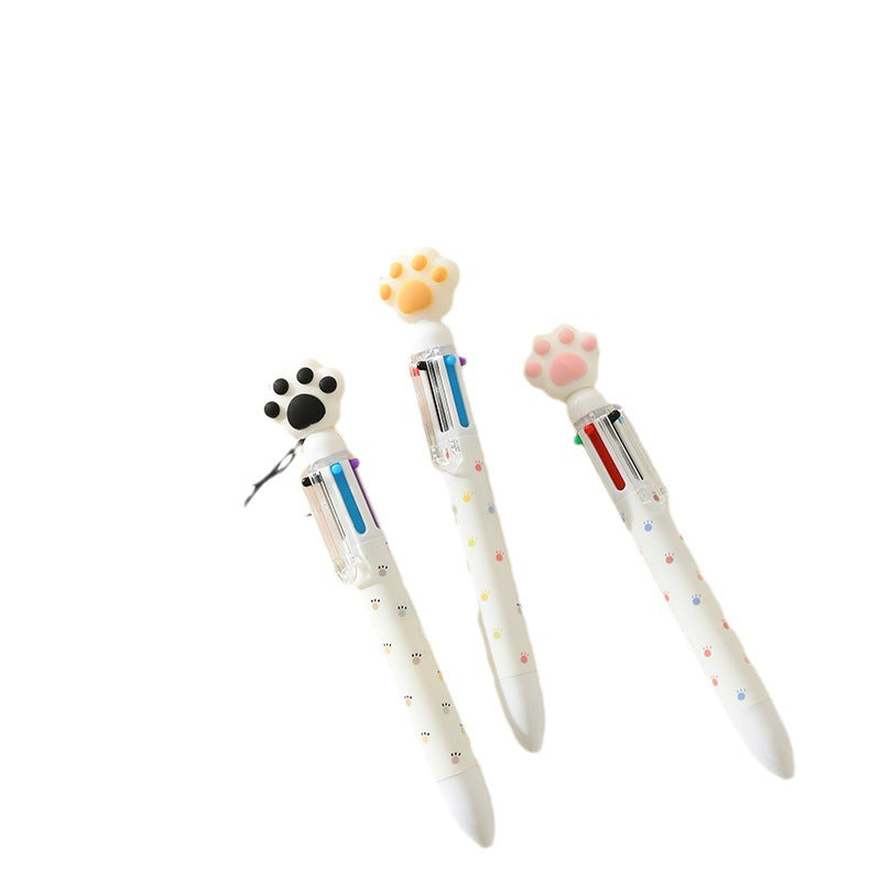Wholesale  cute cartoon cat claw six-color push pen ballpoint pen