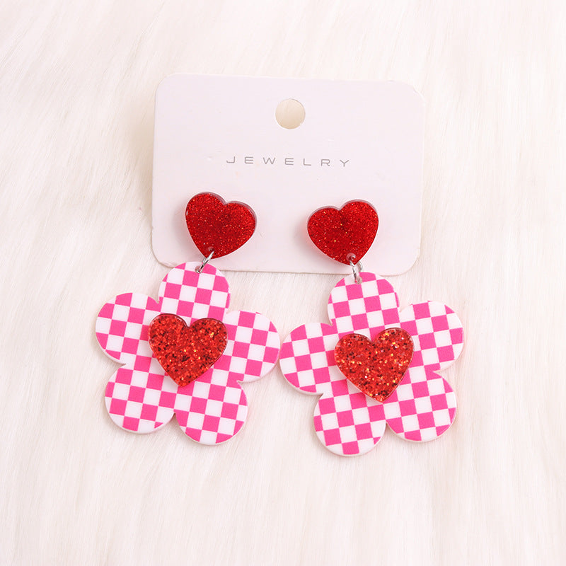 Wholesale Valentine's Day Heart Red Lips Rose Flowers Acrylic Earrings