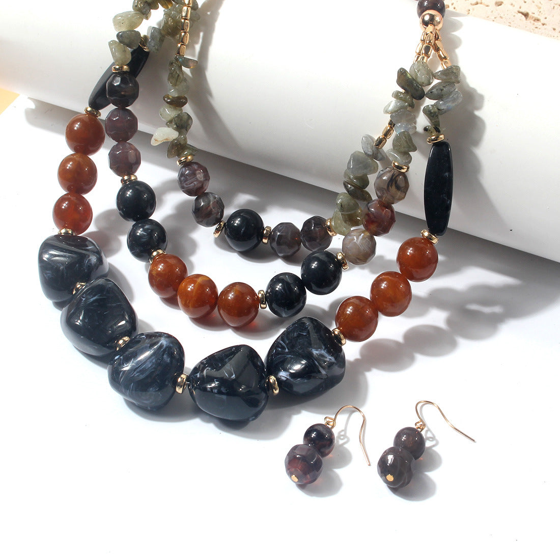 Wholesale Multilayer Beaded Layered Choker Necklace with Artificial Crystal,  Handmade Jewelry Accessory for Party or Boutique Resale