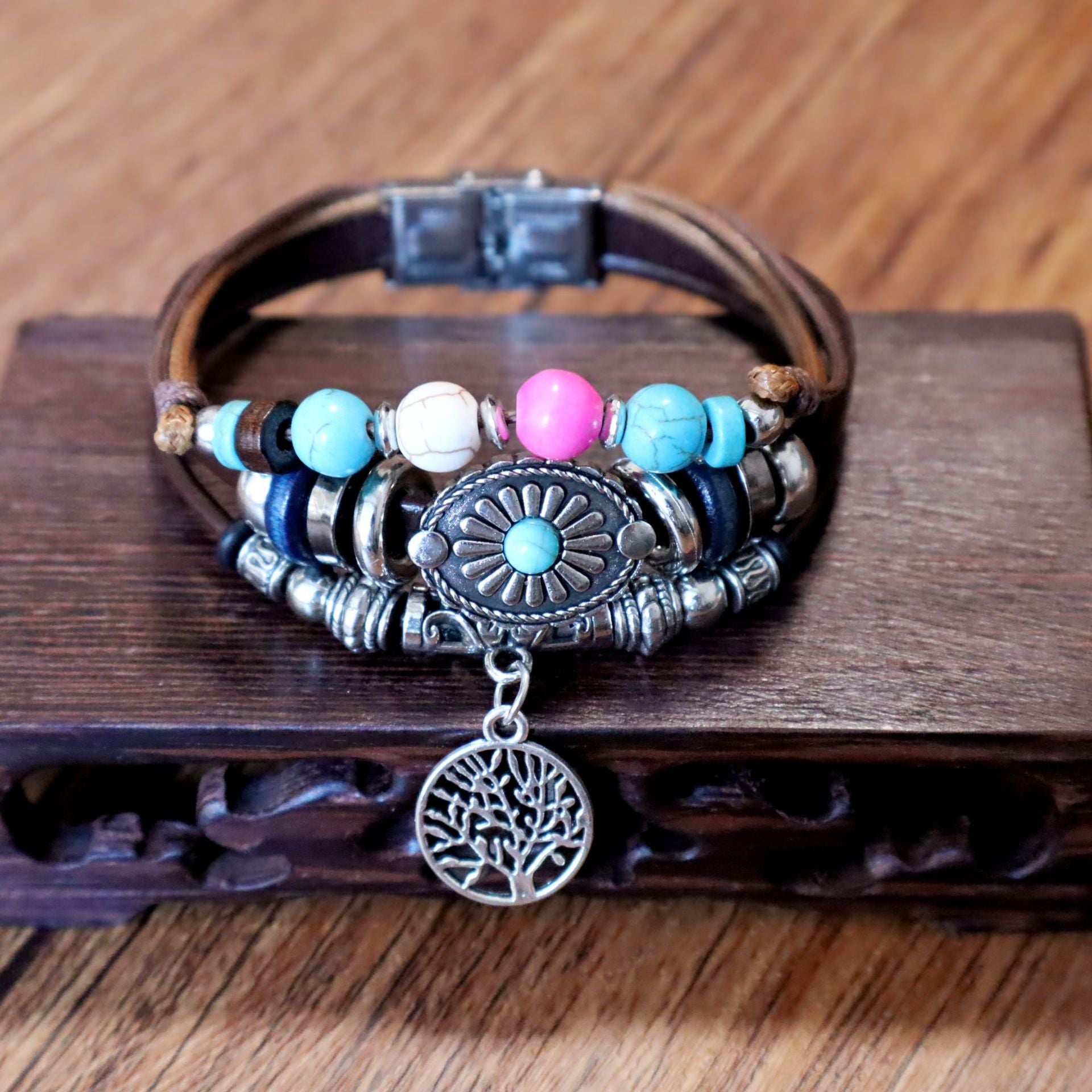 Wholesale Stainless Steel Bohemian Tree of Life Bracelet - Unisex Jewelry Accessory for Resale
