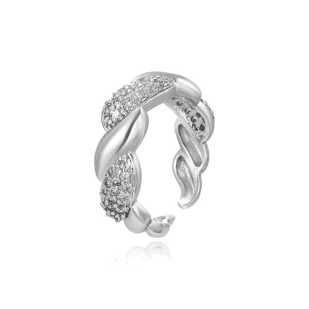 Wholesale 18k copper plated geometric spiral teardrop-shaped adjustable ring