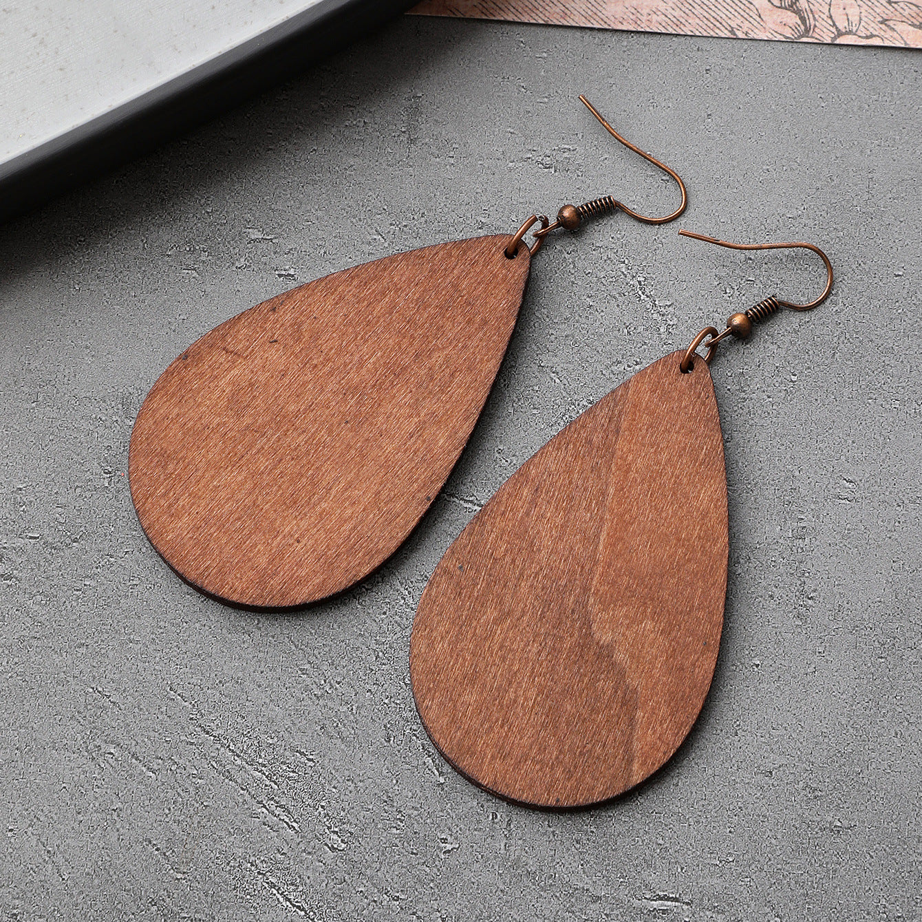 Wholesale Denim Cactus Cow Head Vintage Totem Pattern Leather Wood Earrings