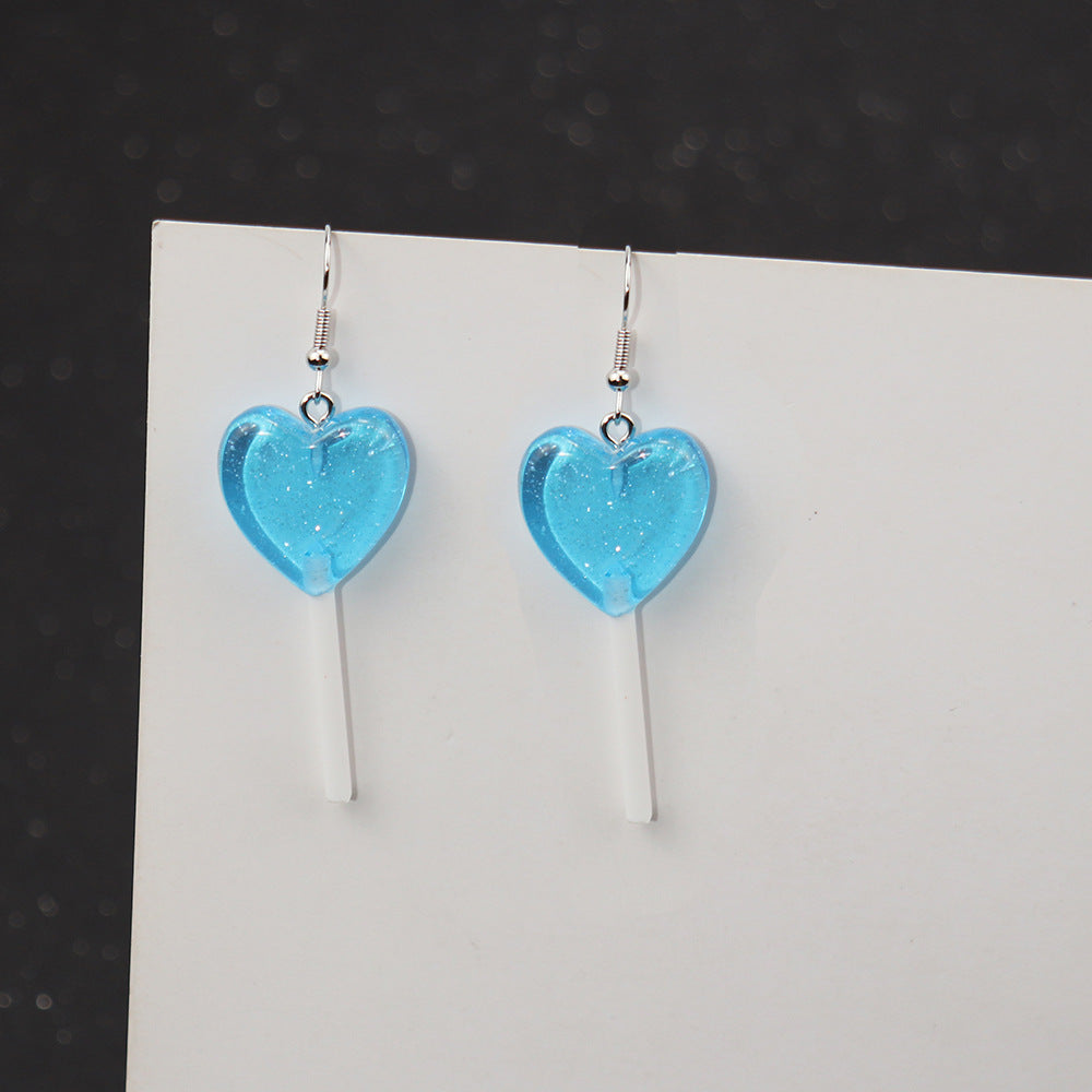 Wholesale Glitter Candy Color Love Lollipop Earrings