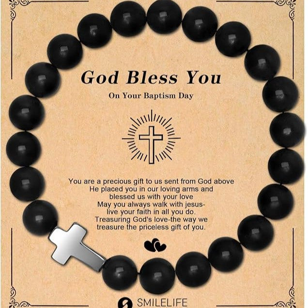 Wholesale 5pcs Natural Stone Beaded Bracelet Cross