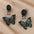 Wholesale Black Hollow Earrings Geometric Love Butterfly Painting Oil Blue Black Hollow Earrings