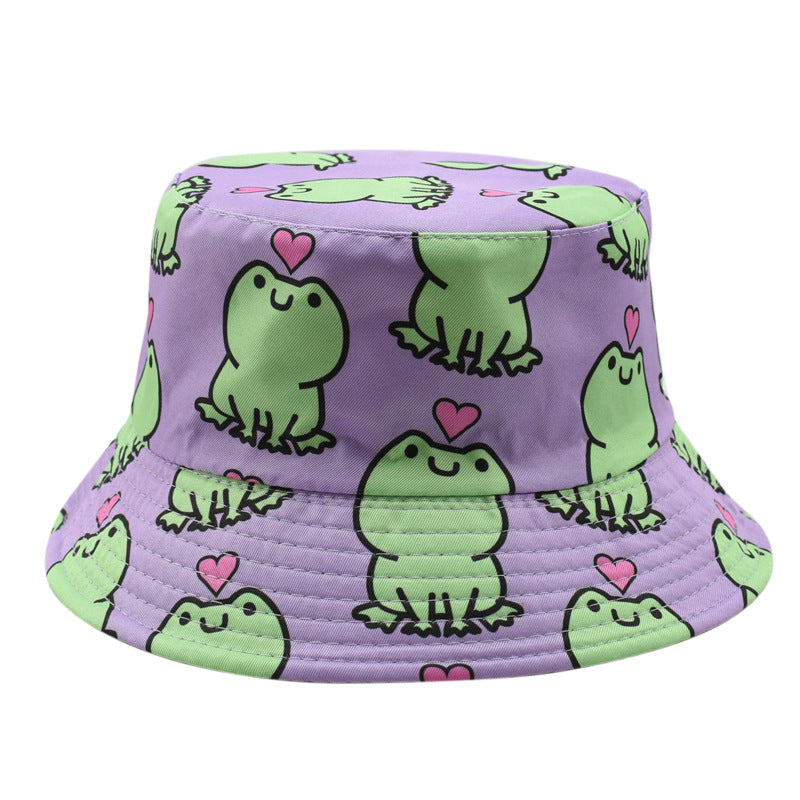 Wholesale  cartoon animal retro fisherman hat printed double-sided  sunshade hat