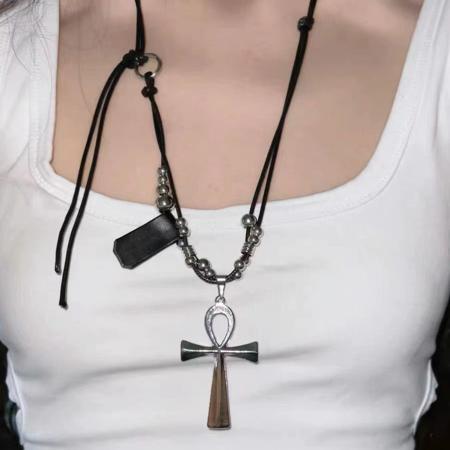 Wholesale Punk Heavy Industrial Cross Long Necklace