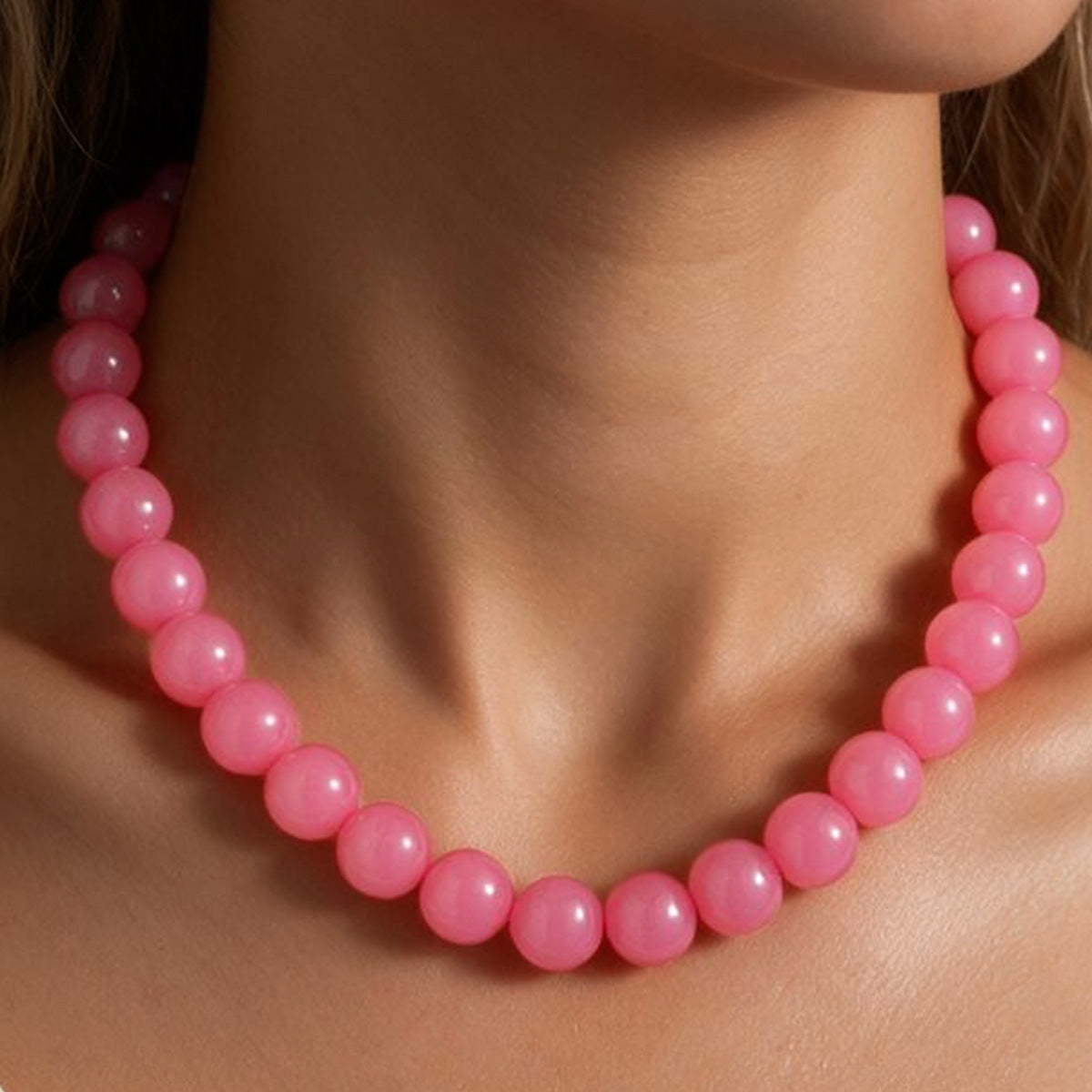 Wholesale Colorful Acrylic Geometric Necklace Electroplated Finish Women' s Boutique Resale Jewelry