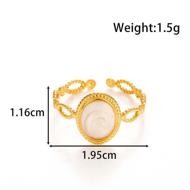 Wholesale  Titanium Steel Oil Dropping Geometric Light Luxury Opening Adjustable Ring