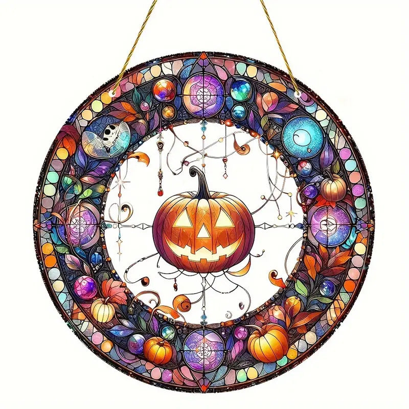 Wholesale  Haunted House Party  Pumpkin Acrylic Round Plate Decoration