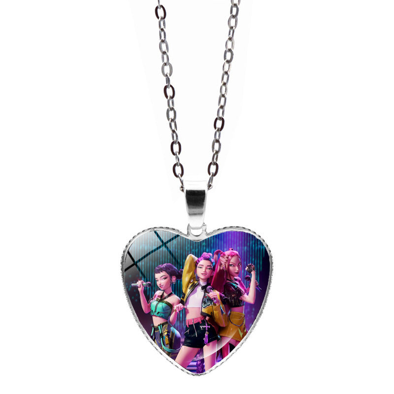 Wholesale K-POP Anime Heart Necklace Sweater Chain