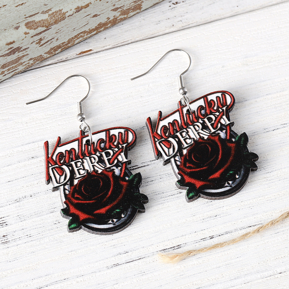 Wholesale Western Rose Horseshoe Drop Earrings