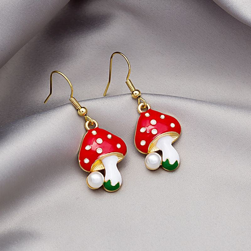 Wholesale Funny Cartoon Mushroom Earrings