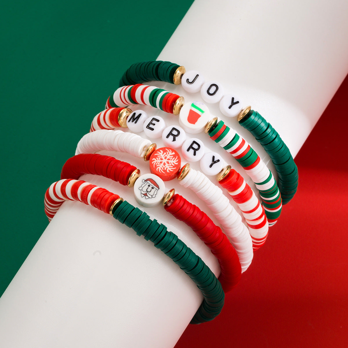 Wholesale Christmas Bracelet suit Cute Fresh Santa Snowflake Letter Soft Ceramic Bracelet
