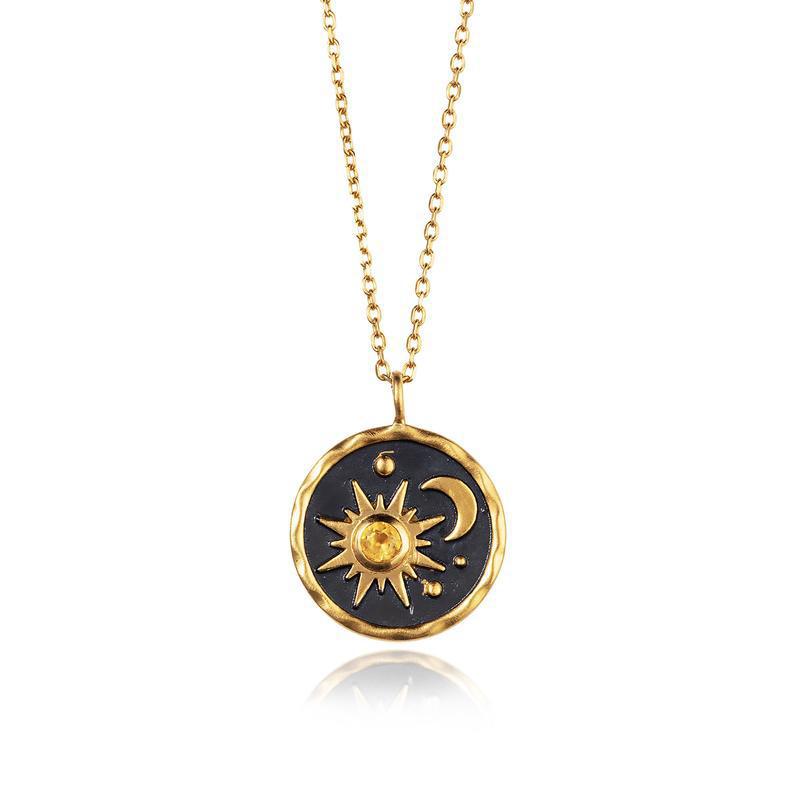 Wholesale Sun Moon  ladies zircon necklace