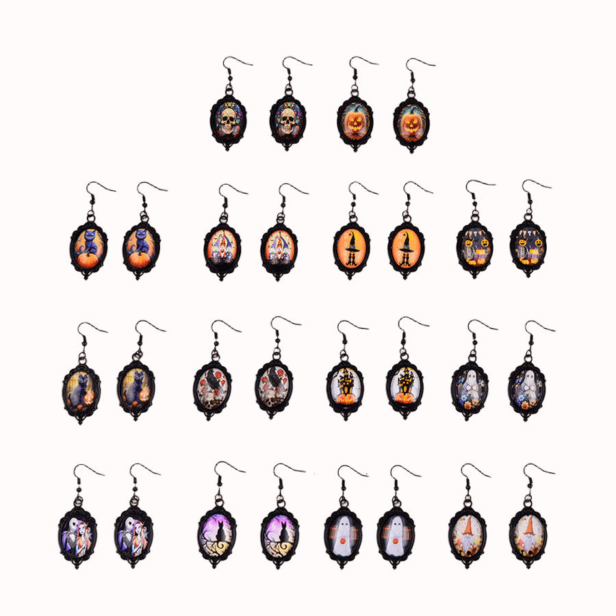 Wholesale  Pendant Earrings Ghost Pumpkin Dark Castle Design Zinc Alloy Electroplated Fashion Jewelry For Party Boutique Resale